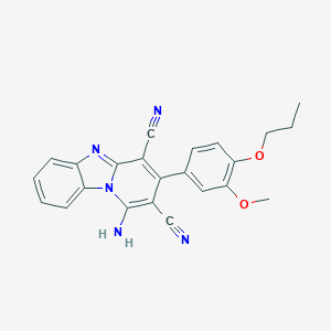 molecular formula C23H19N5O2 B302787 1-Amino-3-(3-methoxy-4-propoxyphenyl)pyrido[1,2-a]benzimidazole-2,4-dicarbonitrile 