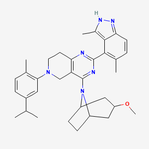 molecular formula C34H42N6O B3027881 2-(3,5-Dimethyl-1H-indazol-4-yl)-6-(5-isopropyl-2-methylphenyl)-4-(3-methoxy-8-azabicyclo[3.2.1]octan-8-yl)-5,6,7,8-tetrahydropyrido[4,3-d]pyrimidine CAS No. 1421249-72-0