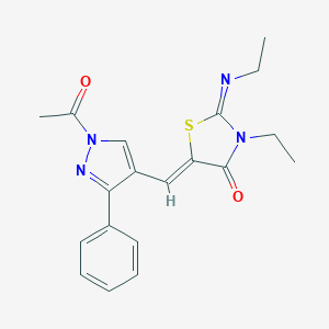 molecular formula C19H20N4O2S B302790 5-[(1-acetyl-3-phenyl-1H-pyrazol-4-yl)methylene]-3-ethyl-2-(ethylimino)-1,3-thiazolidin-4-one 