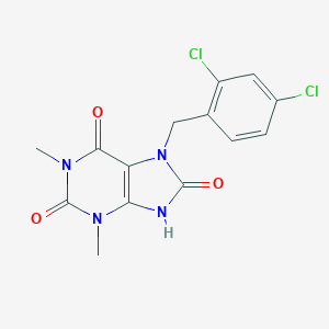 molecular formula C14H12Cl2N4O3 B302791 7-(2,4-Dichlorobenzyl)-8-hydroxy-1,3-dimethyl-3,7-dihydro-1H-purine-2,6-dione 