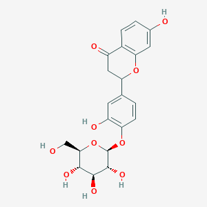 molecular formula C21H22O10 B3027968 7-Hydroxy-2-(3-hydroxy-4-(((2S,3R,4S,5S,6R)-3,4,5-trihydroxy-6-(hydroxymethyl)tetrahydro-2H-pyran-2-yl)oxy)phenyl)chroman-4-one CAS No. 1442113-42-9