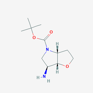 molecular formula C11H20N2O3 B3027978 tert-butyl (3aR,6S,6aR)-6-amino-hexahydro-2H-furo[3,2-b]pyrrole-4-carboxylate CAS No. 1445951-76-7