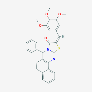 molecular formula C30H26N2O4S B302798 7-phenyl-10-(3,4,5-trimethoxybenzylidene)-5,7-dihydro-6H-benzo[h][1,3]thiazolo[2,3-b]quinazolin-9(10H)-one 