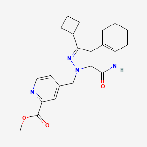 molecular formula C22H24N4O3 B3028019 Methyl 4-((1-cyclobutyl-4-oxo-4,5,6,7,8,9-hexahydro-3H-pyrazolo[3,4-C]quinolin-3-YL)methyl)picolinate CAS No. 1464091-45-9