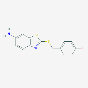 molecular formula C14H11FN2S2 B302802 2-[(4-Fluorobenzyl)thio]-1,3-benzothiazol-6-amine 