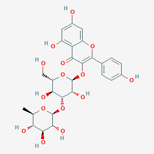 3-(((2S,3R,4R,5S,6S)-3,5-Dihydroxy-6-(hydroxymethyl)-4-(((2S,3R,4S,5S,6R)-3,4,5-trihydroxy-6-methyltetrahydro-2H-pyran-2-yl)oxy)tetrahydro-2H-pyran-2-yl)oxy)-5,7-dihydroxy-2-(4-hydroxyphenyl)-4H-chromen-4-one