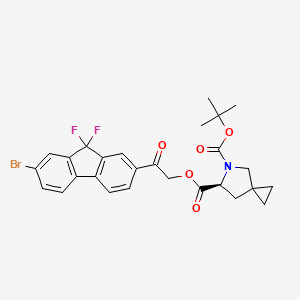 molecular formula C27H26BrF2NO5 B3028038 (S)-6-(2-(7-bromo-9,9-difluoro-9H-fluoren-2-yl)-2-oxoethyl) 5-tert-butyl 5-azaspiro[2.4]heptane-5,6-dicarboxylate CAS No. 1499193-61-1