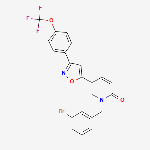 molecular formula C22H14BrF3N2O3 B3028083 1-(3-Bromobenzyl)-5-(3-(4-(trifluoromethoxy)phenyl)isoxazol-5-yl)pyridin-2(1H)-one CAS No. 1571034-57-5