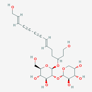molecular formula C25H36O12 B3028088 (2S,3R,4S,5S)-2-(((2R,3R,4S,5S,6R)-2-(((6E,12E)-1,14-Dihydroxytetradeca-6,12-dien-8,10-diyn-3-yl)oxy)-4,5-dihydroxy-6-(hydroxymethyl)tetrahydro-2H-pyran-3-yl)oxy)tetrahydro-2H-pyran-3,4,5-triol CAS No. 1580464-83-0