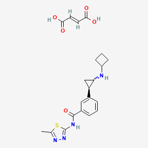 molecular formula C21H24N4O5S B3028096 (E)-丁-2-烯二酸；3-[(1R,2S)-2-(环丁基氨基)环丙基]-N-(5-甲基-1,3,4-噻二唑-2-基)苯甲酰胺 CAS No. 1597426-53-3