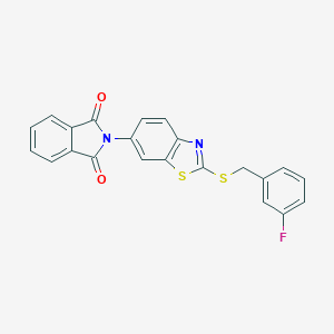 molecular formula C22H13FN2O2S2 B302810 2-{2-[(3-fluorobenzyl)sulfanyl]-1,3-benzothiazol-6-yl}-1H-isoindole-1,3(2H)-dione 