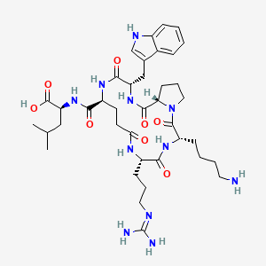 molecular formula C39H59N11O8 B3028100 (2S)-2-[[(3S,6S,11S,14S,17S)-3-(4-aminobutyl)-6-[3-(diaminomethylideneamino)propyl]-14-(1H-indol-3-ylmethyl)-2,5,8,13,16-pentaoxo-1,4,7,12,15-pentazabicyclo[15.3.0]icosane-11-carbonyl]amino]-4-methylpentanoic acid CAS No. 160662-16-8