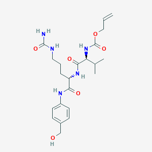 molecular formula C22H33N5O6 B3028102 烯丙基((S)-1-(((S)-1-((4-(羟甲基)苯基)氨基)-1-氧代-5-脲代戊烷-2-基)氨基)-3-甲基-1-氧代丁烷-2-基)氨基甲酸酯 CAS No. 1608127-09-8