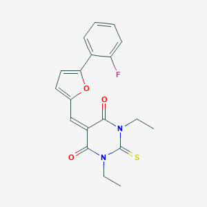 molecular formula C19H17FN2O3S B302812 1,3-diethyl-5-{[5-(2-fluorophenyl)-2-furyl]methylene}-2-thioxodihydro-4,6(1H,5H)-pyrimidinedione 
