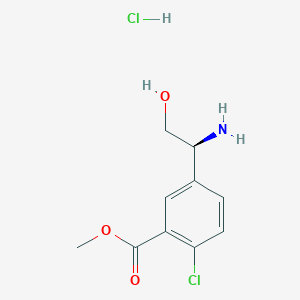 molecular formula C10H13Cl2NO3 B3028139 (S)-Methyl 5-(1-amino-2-hydroxyethyl)-2-chlorobenzoate hydrochloride CAS No. 1630815-54-1