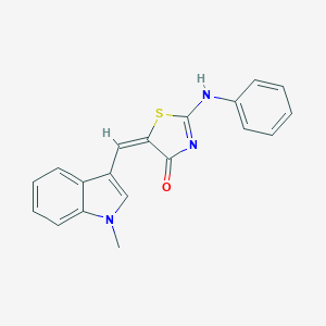 molecular formula C19H15N3OS B302819 (5E)-2-anilino-5-[(1-methylindol-3-yl)methylidene]-1,3-thiazol-4-one 