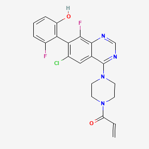 molecular formula C21H17ClF2N4O2 B3028199 (S)-1-(4-(6-chloro-8-fluoro-7-(2-fluoro-6-hydroxyphenyl)quinazolin-4-yl)piperazin-1-yl)prop-2-en-1-one CAS No. 1698055-86-5