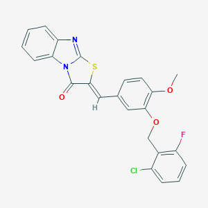 molecular formula C24H16ClFN2O3S B302823 2-{3-[(2-chloro-6-fluorobenzyl)oxy]-4-methoxybenzylidene}[1,3]thiazolo[3,2-a]benzimidazol-3(2H)-one 