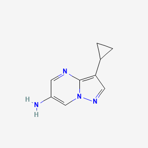 molecular formula C9H10N4 B3028242 3-环丙基吡唑并[1,5-a]嘧啶-6-胺 CAS No. 1779133-14-0