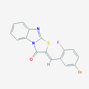 molecular formula C16H8BrFN2OS B302826 (2Z)-2-(5-Bromo-2-fluorobenzylidene)[1,3]thiazolo[3,2-A]benzimidazol-3(2H)-one 