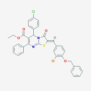 molecular formula C35H26BrClN2O4S B302827 ethyl 2-[4-(benzyloxy)-3-bromobenzylidene]-5-(4-chlorophenyl)-3-oxo-7-phenyl-2,3-dihydro-5H-[1,3]thiazolo[3,2-a]pyrimidine-6-carboxylate 