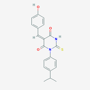molecular formula C20H18N2O3S B302832 5-(4-hydroxybenzylidene)-1-(4-isopropylphenyl)-2-thioxodihydro-4,6(1H,5H)-pyrimidinedione 
