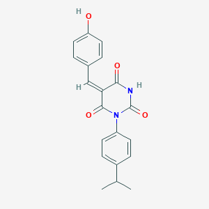 molecular formula C20H18N2O4 B302833 (5E)-5-(4-hydroxybenzylidene)-1-[4-(propan-2-yl)phenyl]pyrimidine-2,4,6(1H,3H,5H)-trione 