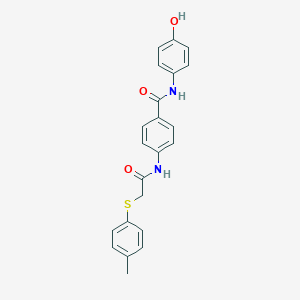 molecular formula C22H20N2O3S B302834 N-(4-hydroxyphenyl)-4-({[(4-methylphenyl)sulfanyl]acetyl}amino)benzamide 