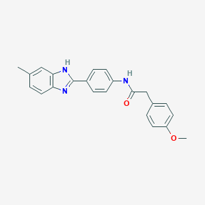molecular formula C23H21N3O2 B302843 2-(4-methoxyphenyl)-N-[4-(5-methyl-1H-benzimidazol-2-yl)phenyl]acetamide 