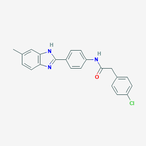 molecular formula C22H18ClN3O B302844 2-(4-chlorophenyl)-N-[4-(5-methyl-1H-benzimidazol-2-yl)phenyl]acetamide 