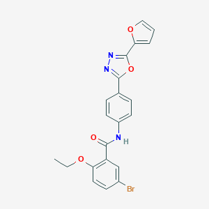 molecular formula C21H16BrN3O4 B302849 5-bromo-2-ethoxy-N-{4-[5-(2-furyl)-1,3,4-oxadiazol-2-yl]phenyl}benzamide 