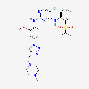 5-chloro-2-N-[2-methoxy-4-[4-[(4-methylpiperazin-1-yl)methyl]triazol-1-yl]phenyl]-4-N-(2-propan-2-ylsulfonylphenyl)pyrimidine-2,4-diamine