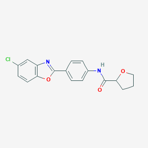 molecular formula C18H15ClN2O3 B302853 N-[4-(5-chloro-1,3-benzoxazol-2-yl)phenyl]-2-oxolanecarboxamide 