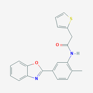 molecular formula C20H16N2O2S B302855 N-[5-(1,3-benzoxazol-2-yl)-2-methylphenyl]-2-(2-thienyl)acetamide 