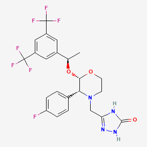 molecular formula C23H21F7N4O3 B3028550 5-[[(2S,3R)-2-[(1R)-1-[3,5-bis(trifluoromethyl)phenyl]ethoxy]-3-(4-fluorophenyl)-4-morpholinyl]methyl]-1,2-dihydro-1,2,4-triazol-3-one CAS No. 221350-96-5