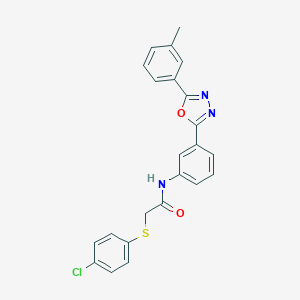 molecular formula C23H18ClN3O2S B302859 2-[(4-chlorophenyl)sulfanyl]-N-{3-[5-(3-methylphenyl)-1,3,4-oxadiazol-2-yl]phenyl}acetamide 