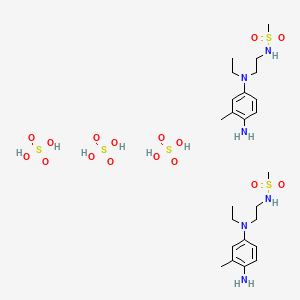 molecular formula C24H48N6O16S5 B3028622 甲磺酰胺，N-[2-[(4-氨基-3-甲基苯基)乙基氨基]乙基]-, 硫酸盐 (2:3) CAS No. 24567-76-8