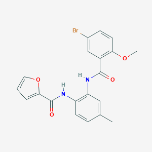 molecular formula C20H17BrN2O4 B302864 N-{2-[(5-bromo-2-methoxybenzoyl)amino]-4-methylphenyl}-2-furamide 