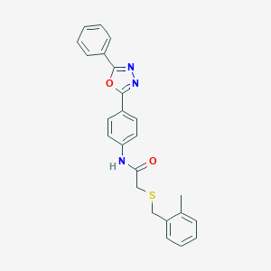 molecular formula C24H21N3O2S B302867 2-[(2-methylbenzyl)sulfanyl]-N-[4-(5-phenyl-1,3,4-oxadiazol-2-yl)phenyl]acetamide 