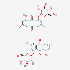 molecular formula C44H44O20 B3028723 1-Hydroxy-3-methoxy-6-methyl-8-[(2S,3R,4S,5S,6R)-3,4,5-trihydroxy-6-(hydroxymethyl)oxan-2-yl]oxyanthracene-9,10-dione;1-hydroxy-6-methoxy-3-methyl-8-[(2S,3R,4S,5S,6R)-3,4,5-trihydroxy-6-(hydroxymethyl)oxan-2-yl]oxyanthracene-9,10-dione CAS No. 29013-18-1