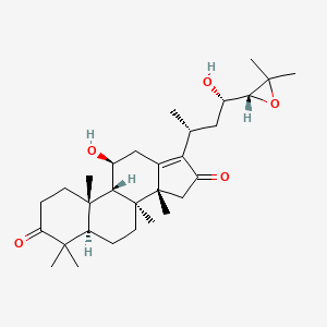 molecular formula C30H46O5 B3028746 (5R,8S,9S,10S,11S,14R)-17-[(2R,4S)-4-[(2R)-3,3-Dimethyloxiran-2-yl]-4-hydroxybutan-2-yl]-11-hydroxy-4,4,8,10,14-pentamethyl-2,5,6,7,9,11,12,15-octahydro-1H-cyclopenta[a]phenanthrene-3,16-dione CAS No. 30489-27-1