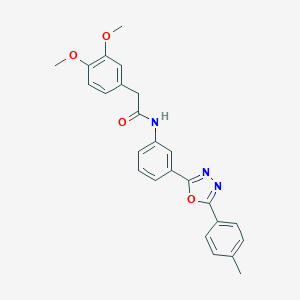 molecular formula C25H23N3O4 B302878 2-(3,4-dimethoxyphenyl)-N-{3-[5-(4-methylphenyl)-1,3,4-oxadiazol-2-yl]phenyl}acetamide 