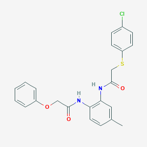 molecular formula C23H21ClN2O3S B302880 2-[(4-chlorophenyl)thio]-N-{5-methyl-2-[(phenoxyacetyl)amino]phenyl}acetamide 