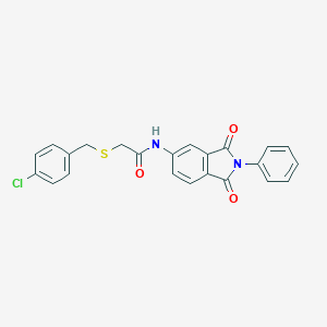 molecular formula C23H17ClN2O3S B302884 2-[(4-chlorobenzyl)sulfanyl]-N-(1,3-dioxo-2-phenyl-2,3-dihydro-1H-isoindol-5-yl)acetamide 