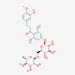 molecular formula C28H36O15 B3028846 1-[2,6-二羟基-4-[(2S,3R,4S,5S,6R)-3,4,5-三羟基-6-[[(2R,3R,4R,5R,6S)-3,4,5-三羟基-6-甲基氧杂环己烷-2-基]氧基甲基]氧杂环己烷-2-基]氧基苯基]-3-(3-羟基-4-甲氧基苯基)丙-1-酮 CAS No. 35573-79-6