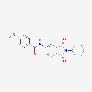 molecular formula C22H22N2O4 B302886 N-(2-cyclohexyl-1,3-dioxo-2,3-dihydro-1H-isoindol-5-yl)-4-methoxybenzamide 