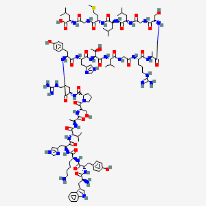 molecular formula C119H183N35O29S B3028901 (2S)-2-[[2-[[(2S)-2-[[(2S)-2-[[(2S)-2-[[2-[[(2S)-2-[[(2S)-2-[[(2S)-2-[[2-[[(2S)-2-[[(2S,3R)-2-[[(2S)-2-[[(2S)-2-[[(2S)-2-[[(2S)-1-[(2S)-2-[[(2S)-2-[[(2S)-2-[[(2S)-2-[[(2S)-6-氨基-2-[[(2S)-2-[[(2S)-2-氨基-3-(1H-吲哚-3-基)丙酰]氨基]-3-(4-羟基苯基)丙酰]氨基]己酰]氨基]-3-(1H-咪唑-4-基)丙酰]氨基]-3-甲基丁酰]氨基]丙酰]氨基]-3-羟基丙酰]吡咯烷-2-羰基]氨基]-5-氨基甲酰胺基戊酰]氨基]-3-(4-羟基苯基)丙酰]氨基]-3-(1H-咪唑-4-基)丙酰]氨基]-3-羟基丁酰]氨基]-3-甲基丁酰]氨基]乙酰]氨基]-5-氨基甲酰胺基戊酰]氨基]丙酰]氨基]-3-羟基丙酰]氨基]乙酰]氨基]-4-甲基戊酰]氨基]-4-甲基戊酰]氨基]-4-甲硫基丁酰]氨基]乙酰]氨基]-4-甲基戊酸 CAS No. 383415-89-2