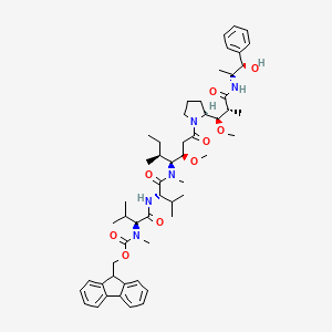 molecular formula C54H77N5O9 B3029006 (9H-fluoren-9-yl)methyl ((S)-1-(((S)-1-(((3R,4S,5S)-1-((S)-2-((1R,2R)-3-(((1S,2R)-1-hydroxy-1-phenylpropan-2-yl)amino)-1-methoxy-2-methyl-3-oxopropyl)pyrrolidin-1-yl)-3-methoxy-5-methyl-1-oxoheptan-4-yl)(methyl)amino)-3-methyl-1-oxobutan-2-yl)amino)-3-methyl-1-oxobutan-2-yl)(methyl)carbamate CAS No. 474645-26-6
