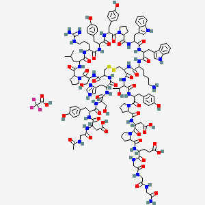 molecular formula C143H186F3N35O42S2 B3029013 Ac-Gly-DL-Asp-DL-Tyr-DL-Ser-DL-His-DL-Cys(1)-DL-Ser-DL-Pro-DL-Leu-DL-Arg-DL-Tyr-DL-Tyr-DL-Pro-DL-Trp-DL-Trp-DL-Lys-DL-Cys(1)-DL-xiThr-DL-Tyr-DL-Pro-DL-Asp-DL-Pro-DL-Glu-Gly-Gly-Gly-NH2.TFA CAS No. 478188-26-0