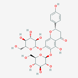 molecular formula C27H32O16 B3029037 (2S)-5-Hydroxy-2-(4-hydroxyphenyl)-6,7-bis[[(2S,3R,4S,5S,6R)-3,4,5-trihydroxy-6-(hydroxymethyl)oxan-2-yl]oxy]-2,3-dihydrochromen-4-one CAS No. 501434-65-7